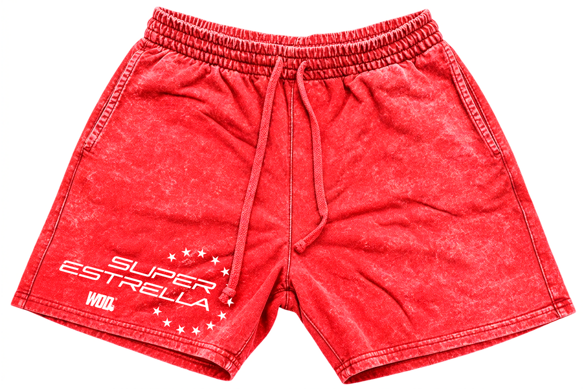 Short SUPER ESTRELLA Mineral Wash Rojo 100% Algodón 320 g