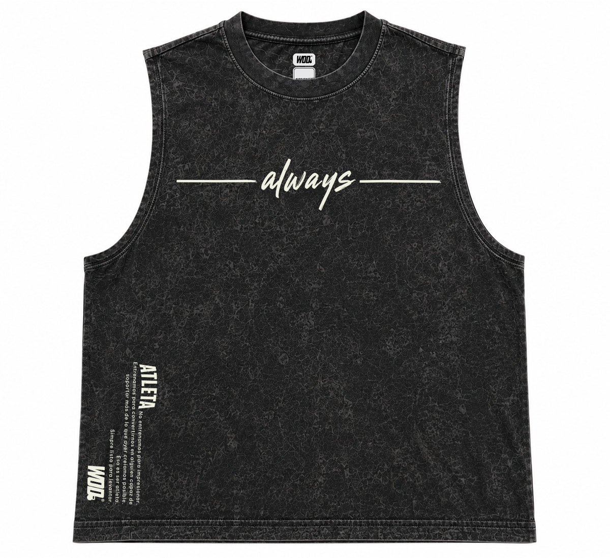 ATLETA PLAYERA WOD BLACK MINERAL TANK CROP