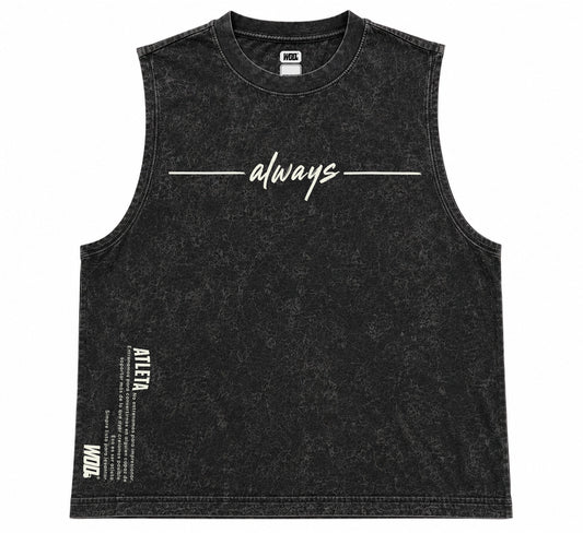 ATLETA PLAYERA WOD BLACK MINERAL TANK CROP