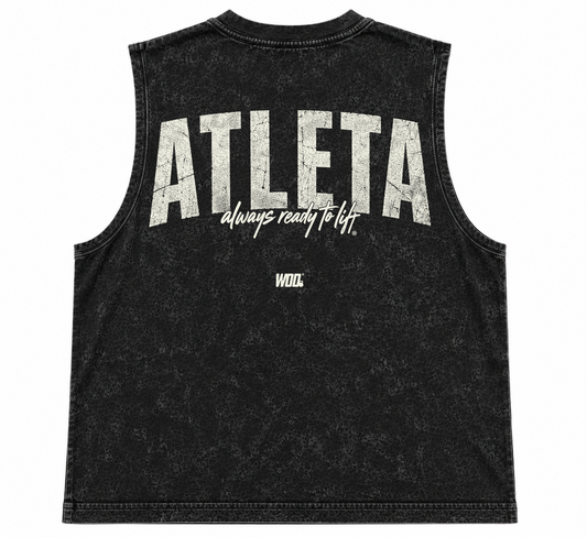 ATLETA PLAYERA WOD BLACK MINERAL TANK CROP