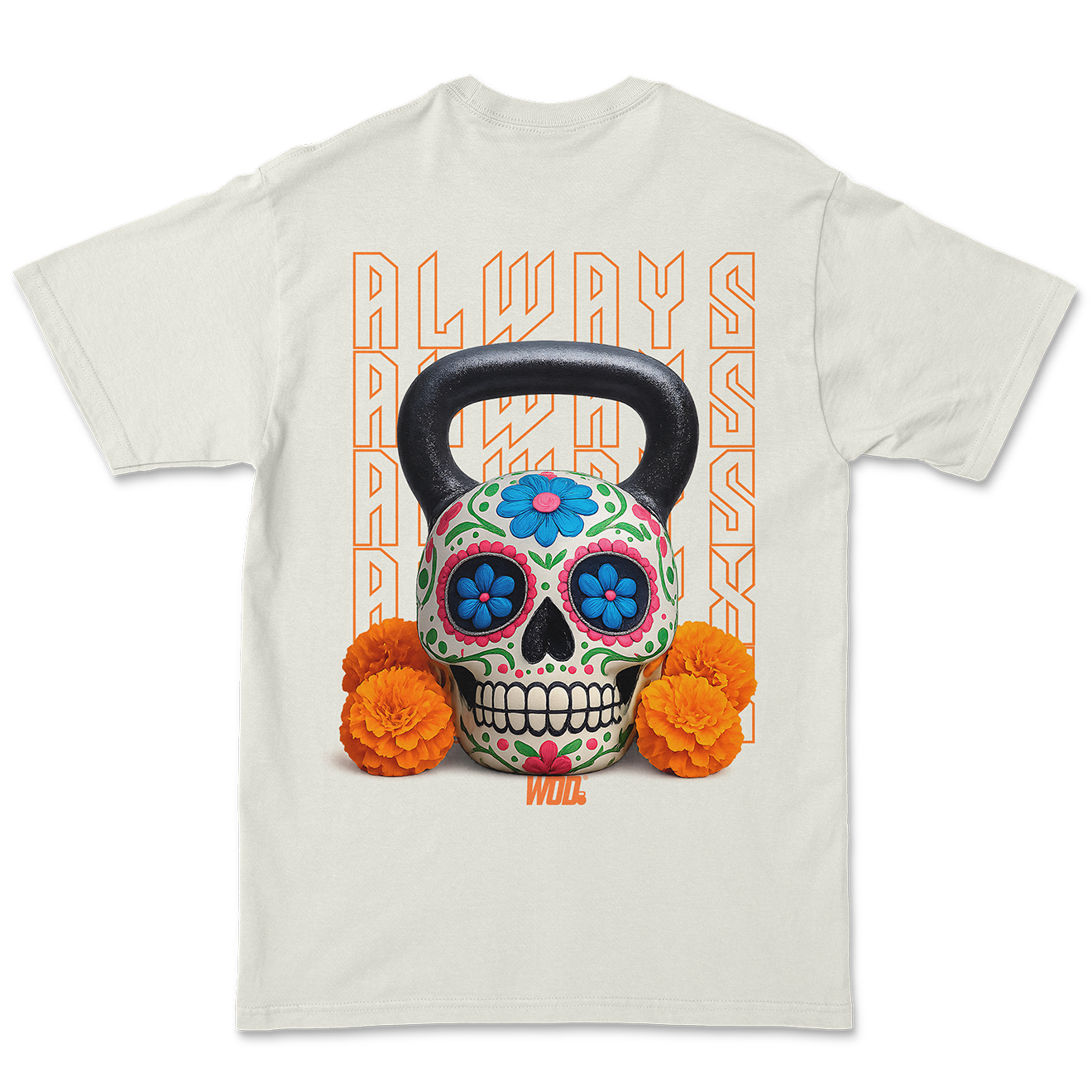Playera Oversize Always Ready – Candy Skull - Snow espalda