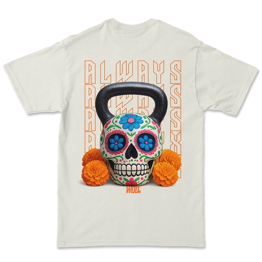 Playera Oversize Always Ready – Candy Skull - Snow espalda