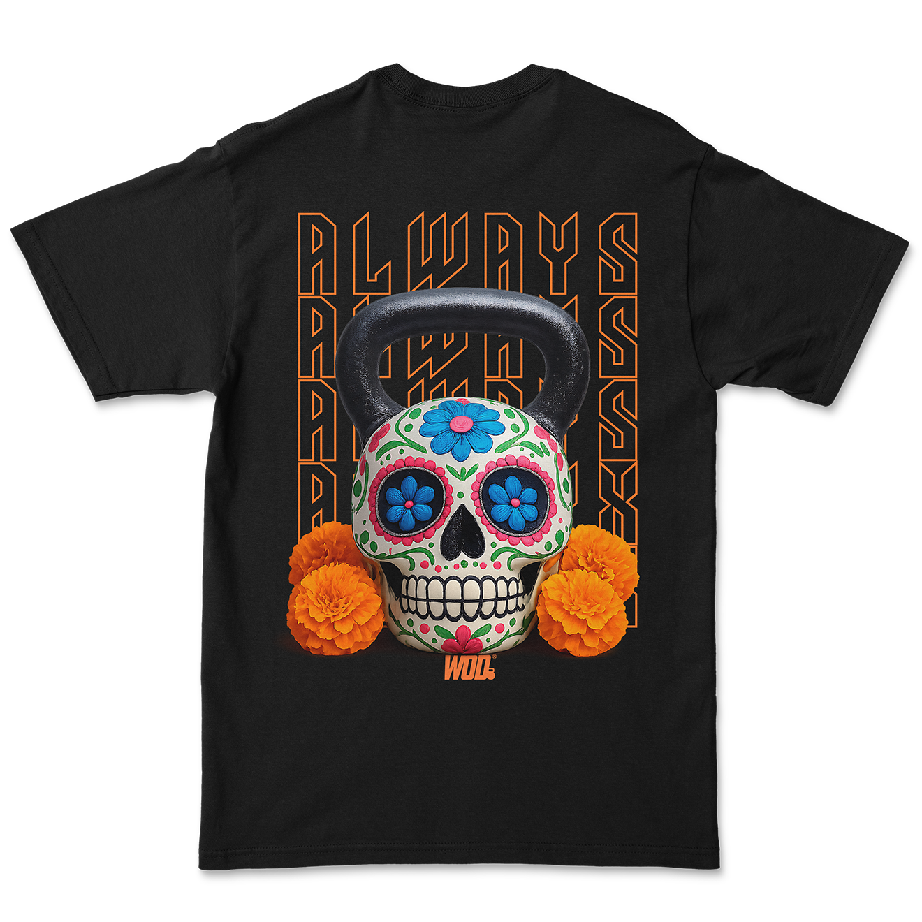 Playera Oversize Always Ready – Candy Skull - Black espalda