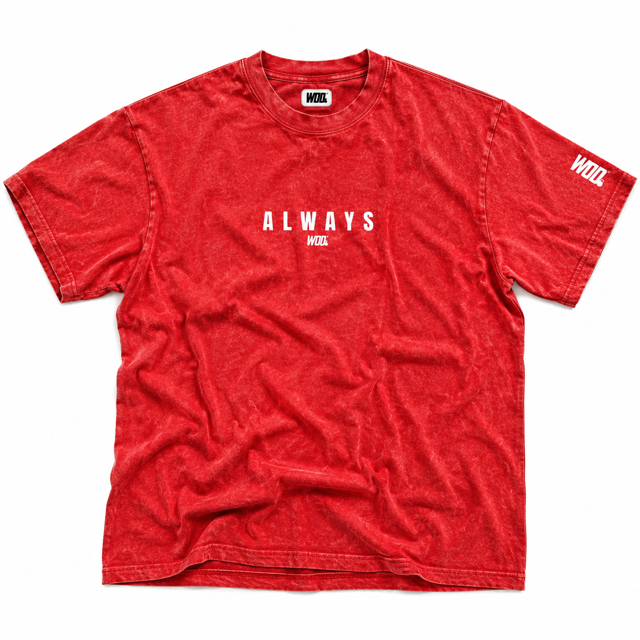 ALWAYS GANG PLAYERA MINERAL WASH ROJA OVERSIZE