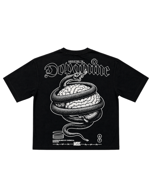 DOPAMINE PLAYERA WOD BLACK OVER BOXY