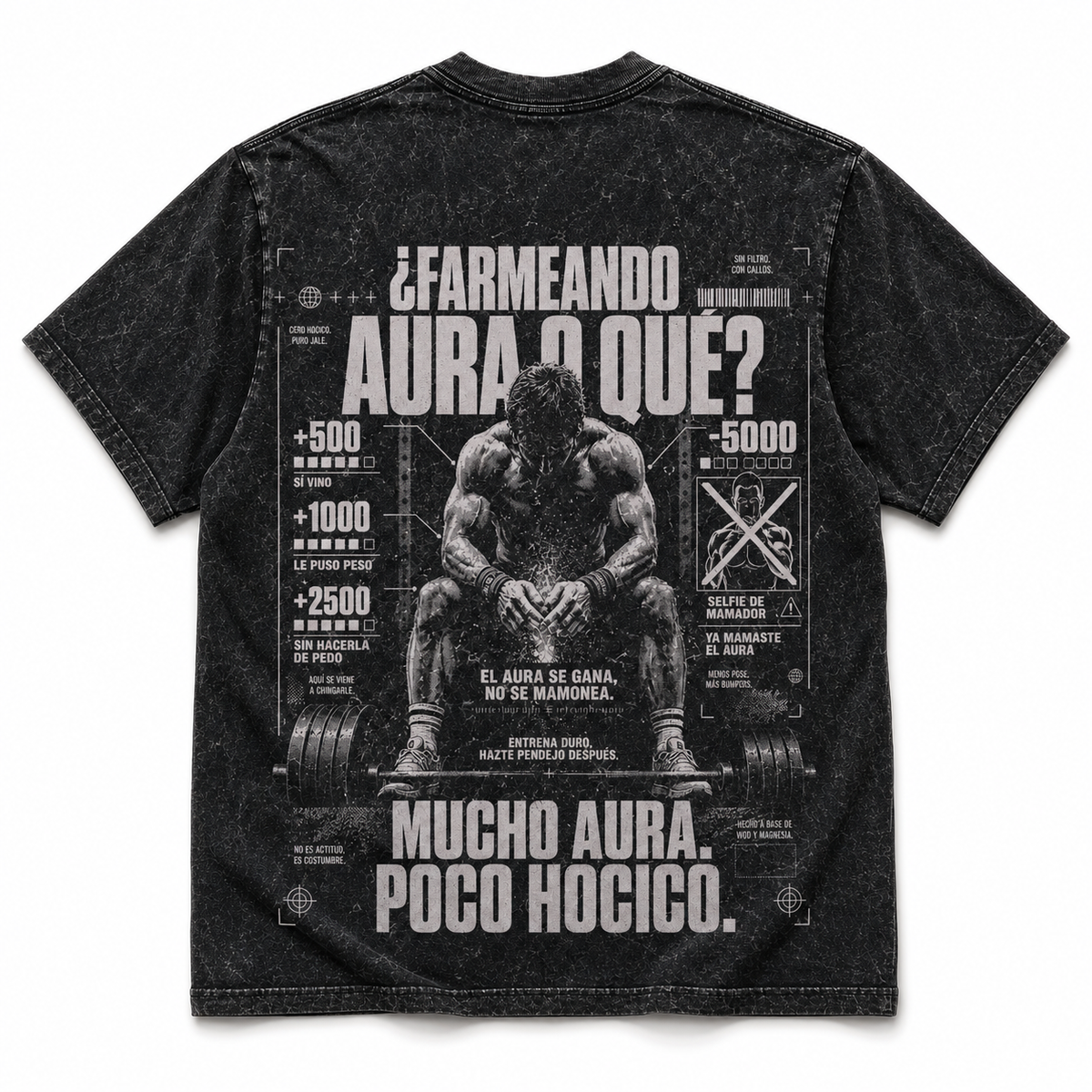 Playera Hombre FARMING AURA Mineral Wash Negra